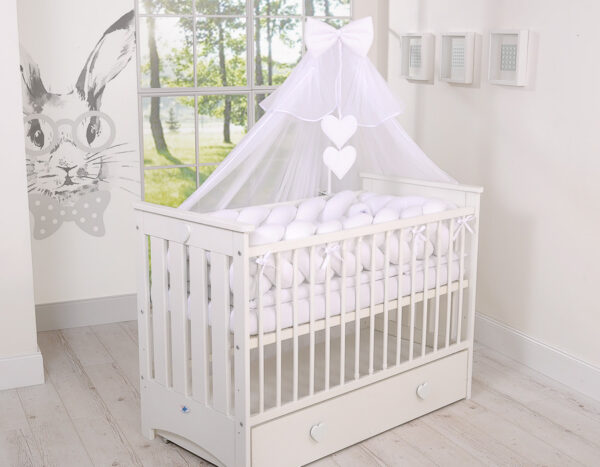 Ochraniacz warkocz pleciony do łóżeczka XXL – biały