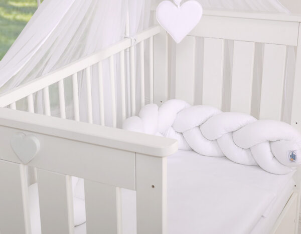 Ochraniacz warkocz pleciony do łóżeczka – biały