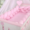 Ochraniacz warkocz pleciony do łóżeczka XXL – różowy