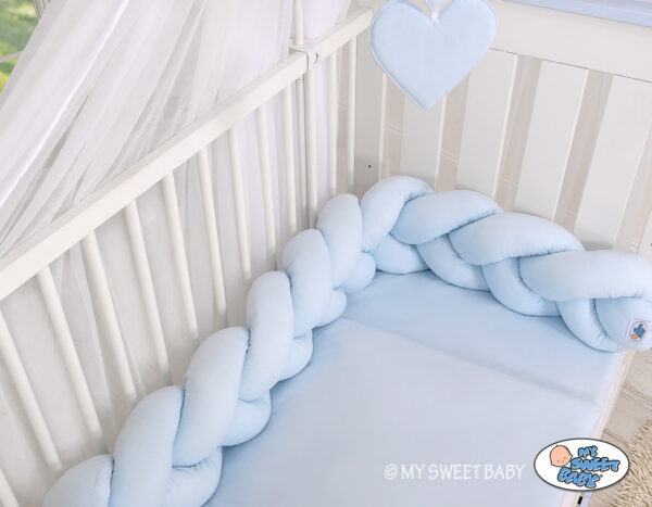 Ochraniacz warkocz pleciony do łóżeczka – niebieski