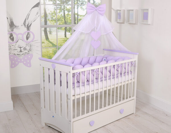 Ochraniacz warkocz pleciony do łóżeczka XXL – fioletowy