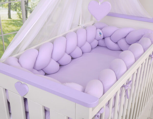 Ochraniacz warkocz pleciony do łóżeczka XXL – fioletowy