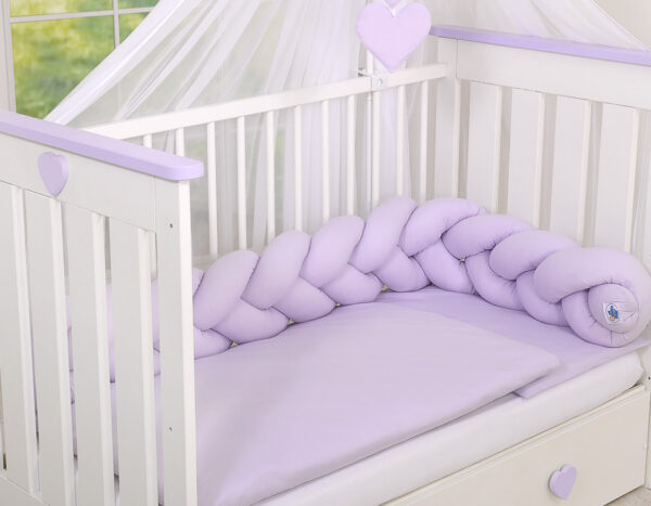 Ochraniacz warkocz pleciony do łóżeczka – fioletowy