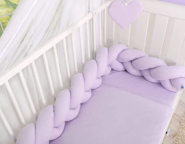 Ochraniacz warkocz pleciony do łóżeczka – fioletowy