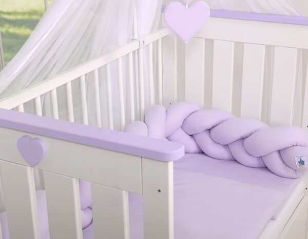 Ochraniacz warkocz pleciony do łóżeczka – fioletowy