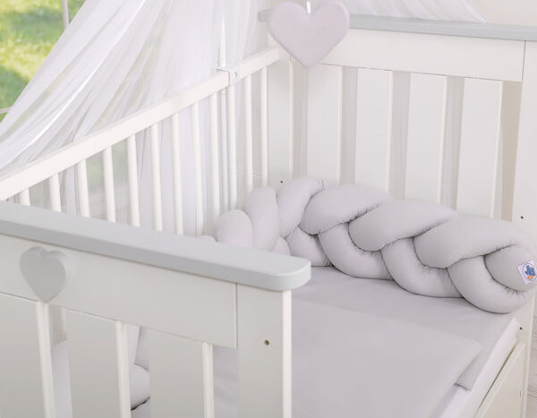 Ochraniacz warkocz pleciony do łóżeczka – szare