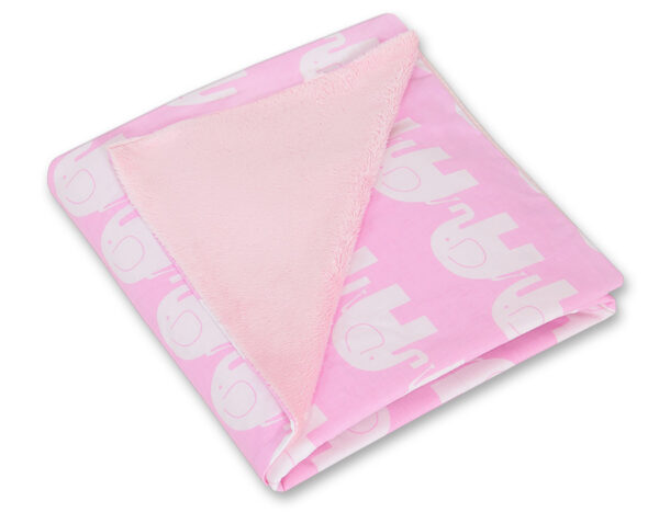 Duży otulacz dla niemowląt do fotelika nosidełka wózka dwustronny – Słonie różowe