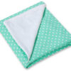 Duży otulacz dla niemowląt do fotelika nosidełka wózka dwustronny – Białe groszki na mięcie