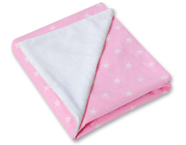 Duży otulacz dla niemowląt do fotelika nosidełka wózka dwustronny – Gwiazdki różowe
