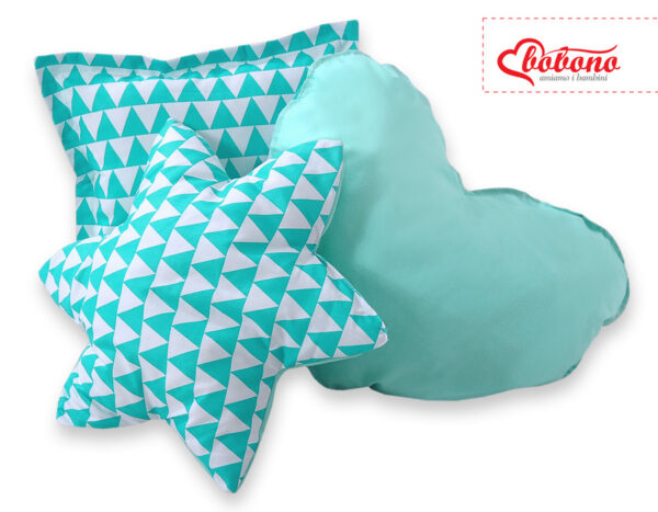 Zestaw poduszek 3cz. Trójkąty miętowe