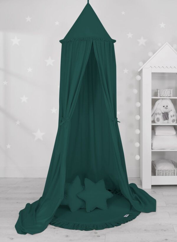 Baldachim wiszący do pokoju dziecięcego bawełniany – butelkowa zieleń