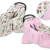 Duży otulacz dla niemowląt do fotelika nosidełka wózka dwustronny – peonie różowe