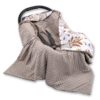 Duży otulacz dla niemowląt do fotelika nosidełka wózka dwustronny- łapacze snów białe/popielaty brąz