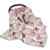 Duży otulacz dla niemowląt do fotelika nosidełka wózka dwustronny – łapacze snów kwiatowe/róż retro