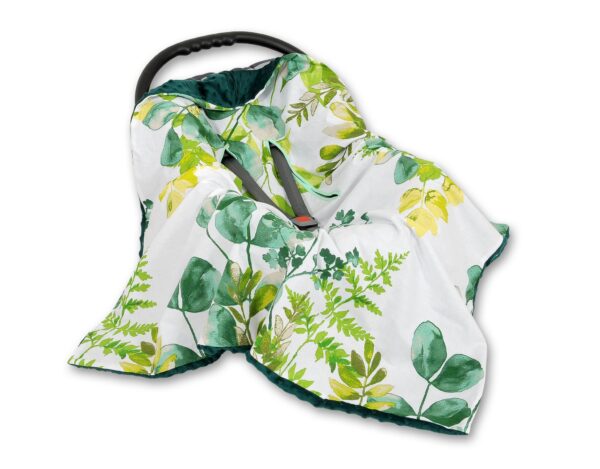 Duży otulacz dla niemowląt do fotelika nosidełka wózka dwustronny – eukaliptus