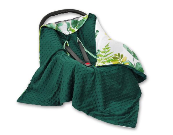 Duży otulacz dla niemowląt do fotelika nosidełka wózka dwustronny – eukaliptus