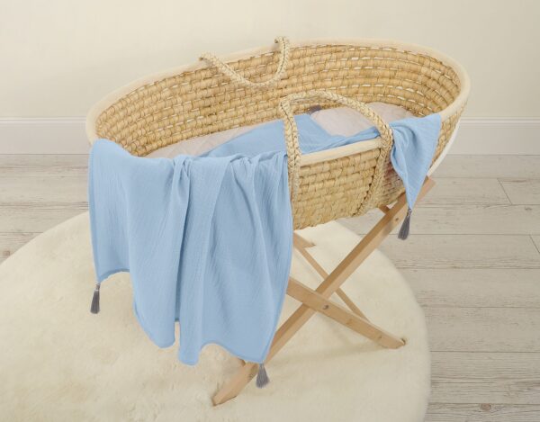 Muślinowy kocyk dla niemowląt z chwostami – blue