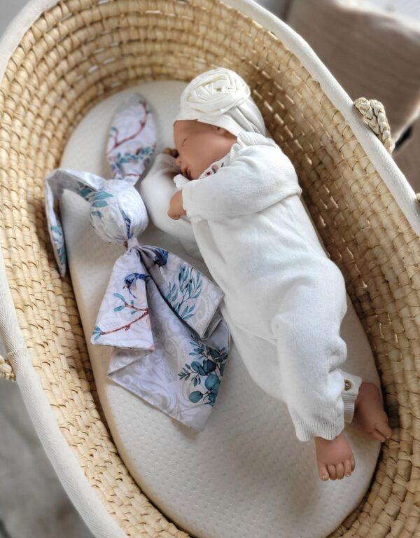 Miękka przytulanka kocyk króliczek z bawełny – Blue birds