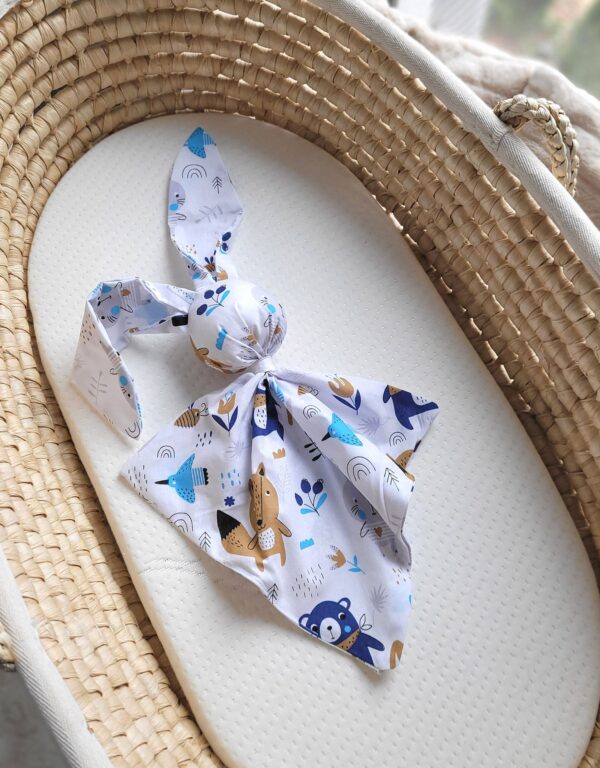 Miękka przytulanka kocyk króliczek z bawełny – Misie granatowe