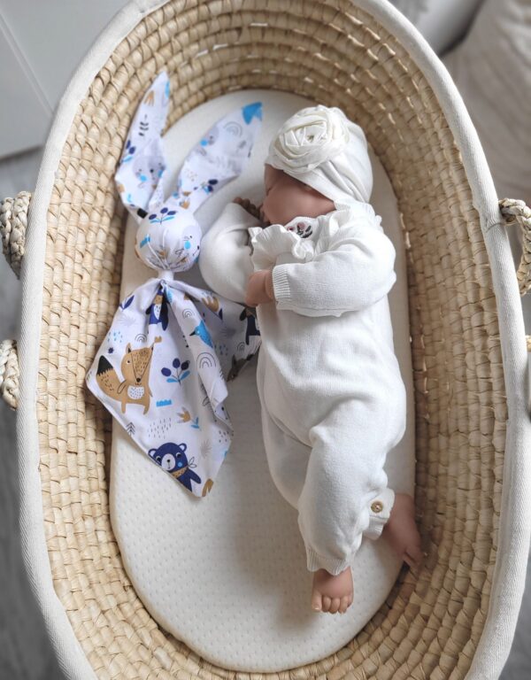 Miękka przytulanka kocyk króliczek z bawełny – Misie granatowe