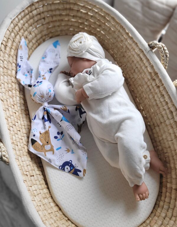 Miękka przytulanka kocyk króliczek z bawełny – Misie granatowe