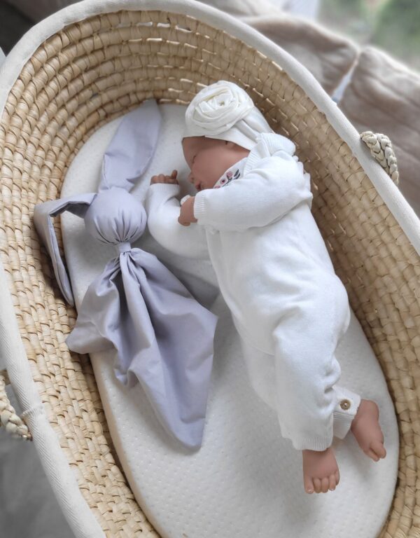 Miękka przytulanka kocyk króliczek z bawełny – Szary