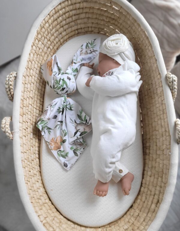 Miękka przytulanka kocyk króliczek z bawełny – Woodland green