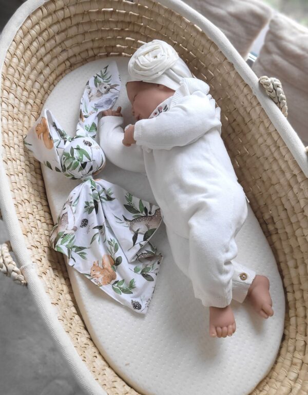 Miękka przytulanka kocyk króliczek z bawełny – Woodland green