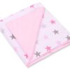 Duży otulacz dla niemowląt do fotelika nosidełka wózka dwustronny – gwiazdy szaro-różowe