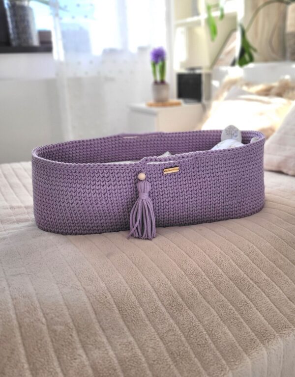 Kosz Mojżesza BOHO Handmade ze stojakiem lila