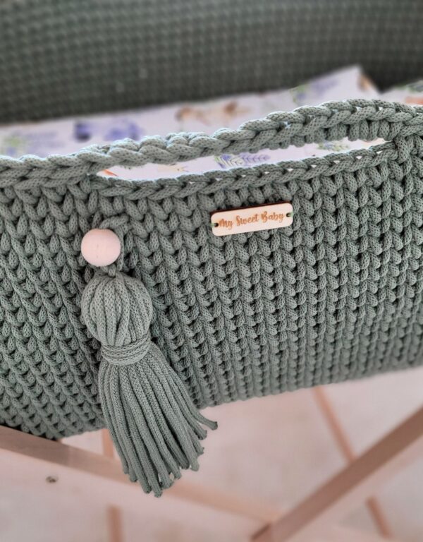 Kosz Mojżesza BOHO Handmade ze stojakiem – pistacja