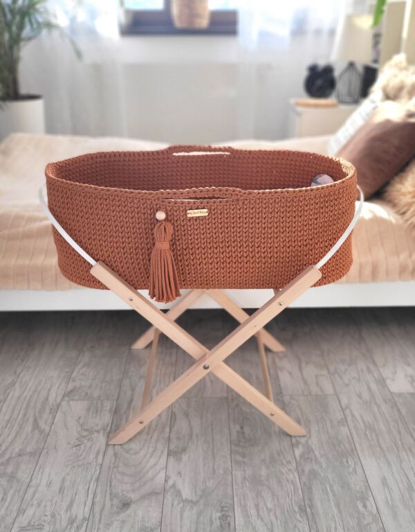 Kosz Mojżesza BOHO Handmade ze stojakiem – terracotta