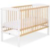 Drewniane łóżeczko dla niemowląt 120x60cm Leonardo biało-drewniane