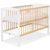 Drewniane łóżeczko dla niemowląt 120x60cm Leonardo biało-drewniane