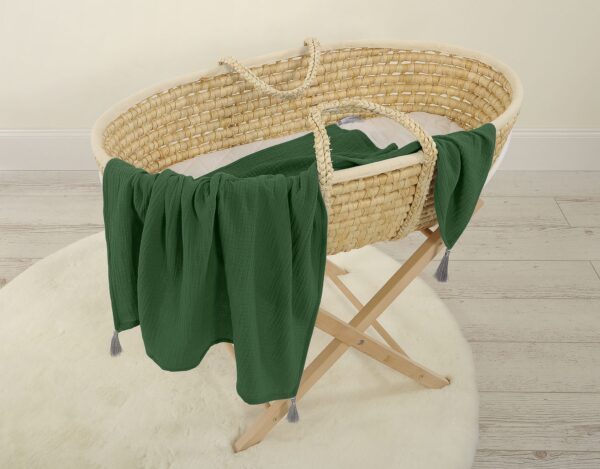 Muślinowy kocyk dla niemowląt z chwostami – zieleń lasu