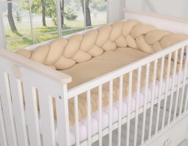 Ochraniacz warkocz pleciony do łóżeczka – beżowy