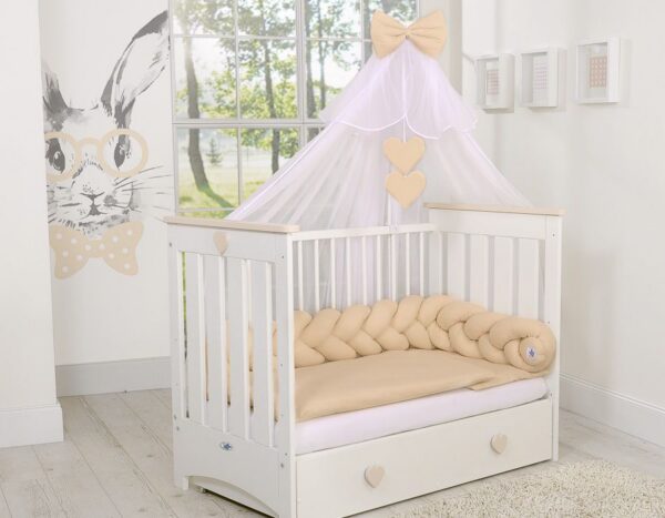 Ochraniacz warkocz pleciony do łóżeczka – beżowy