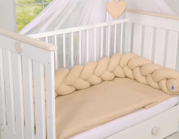 Ochraniacz warkocz pleciony do łóżeczka – beżowy