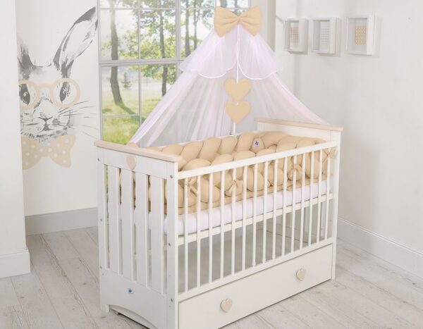 Ochraniacz warkocz pleciony do łóżeczka XXL – beżowy