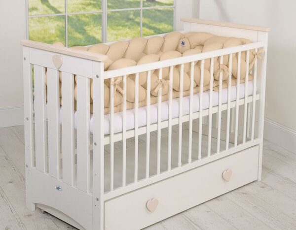 Ochraniacz warkocz pleciony do łóżeczka XXL – beżowy