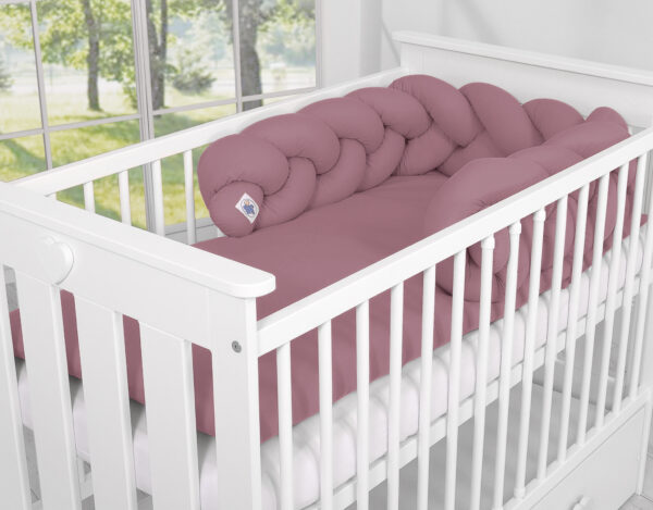 Ochraniacz warkocz pleciony do łóżeczka – róż retro