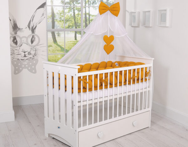 Ochraniacz warkocz pleciony do łóżeczka XXL – musztardowy