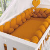 Ochraniacz warkocz pleciony do łóżeczka XXL – musztardowy