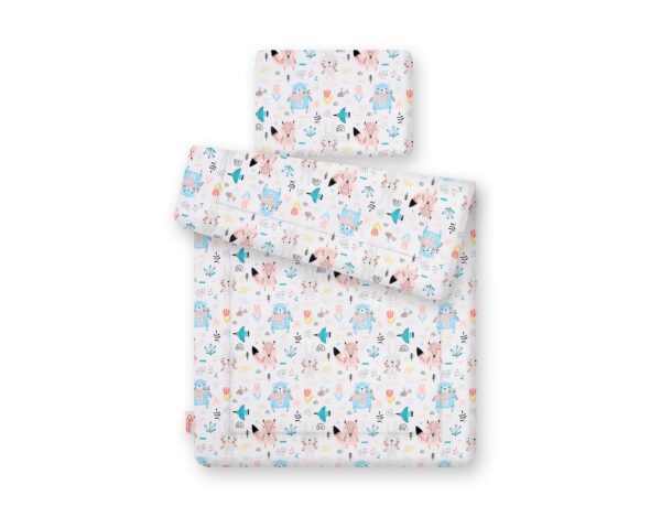 Komplet pościeli dla niemowląt z wypełnieniem 2-cz 75x100cm NEWBORN – misie niebieskie