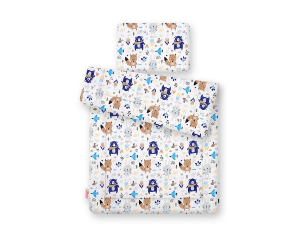 Komplet pościeli dla niemowląt z wypełnieniem 2-cz 75x100cm NEWBORN – misie granatowe