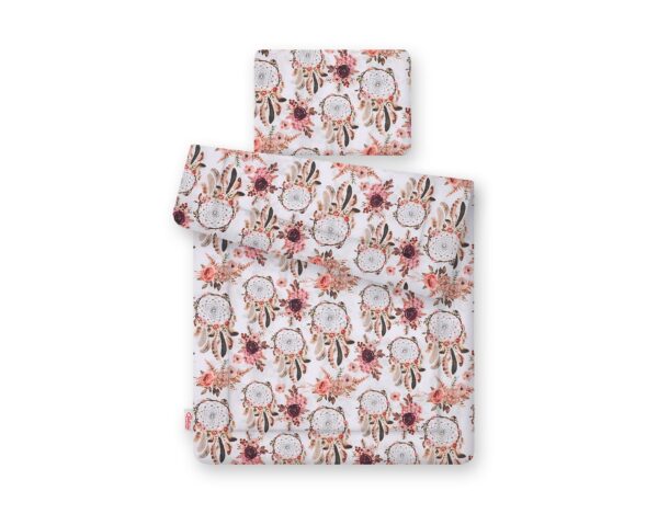 Komplet pościeli dla niemowląt z wypełnieniem 2-cz 75x100cm NEWBORN – łapacze snów kwiatowe