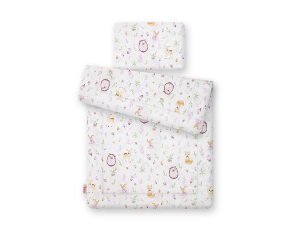 Komplet pościeli dla niemowląt z wypełnieniem 2-cz 75x100cm NEWBORN – leśna delikatność