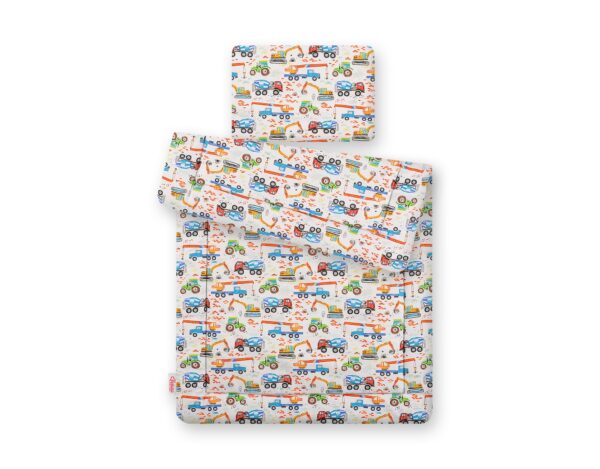 Komplet pościeli dla niemowląt z wypełnieniem 2-cz 75x100cm NEWBORN – plac budowy