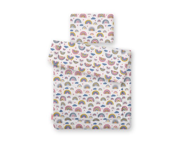 Komplet pościeli dla niemowląt z wypełnieniem 2-cz 75x100cm NEWBORN – tęcza