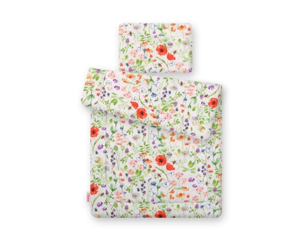 Komplet pościeli dla niemowląt z wypełnieniem 2-cz 75x100cm NEWBORN – łąka